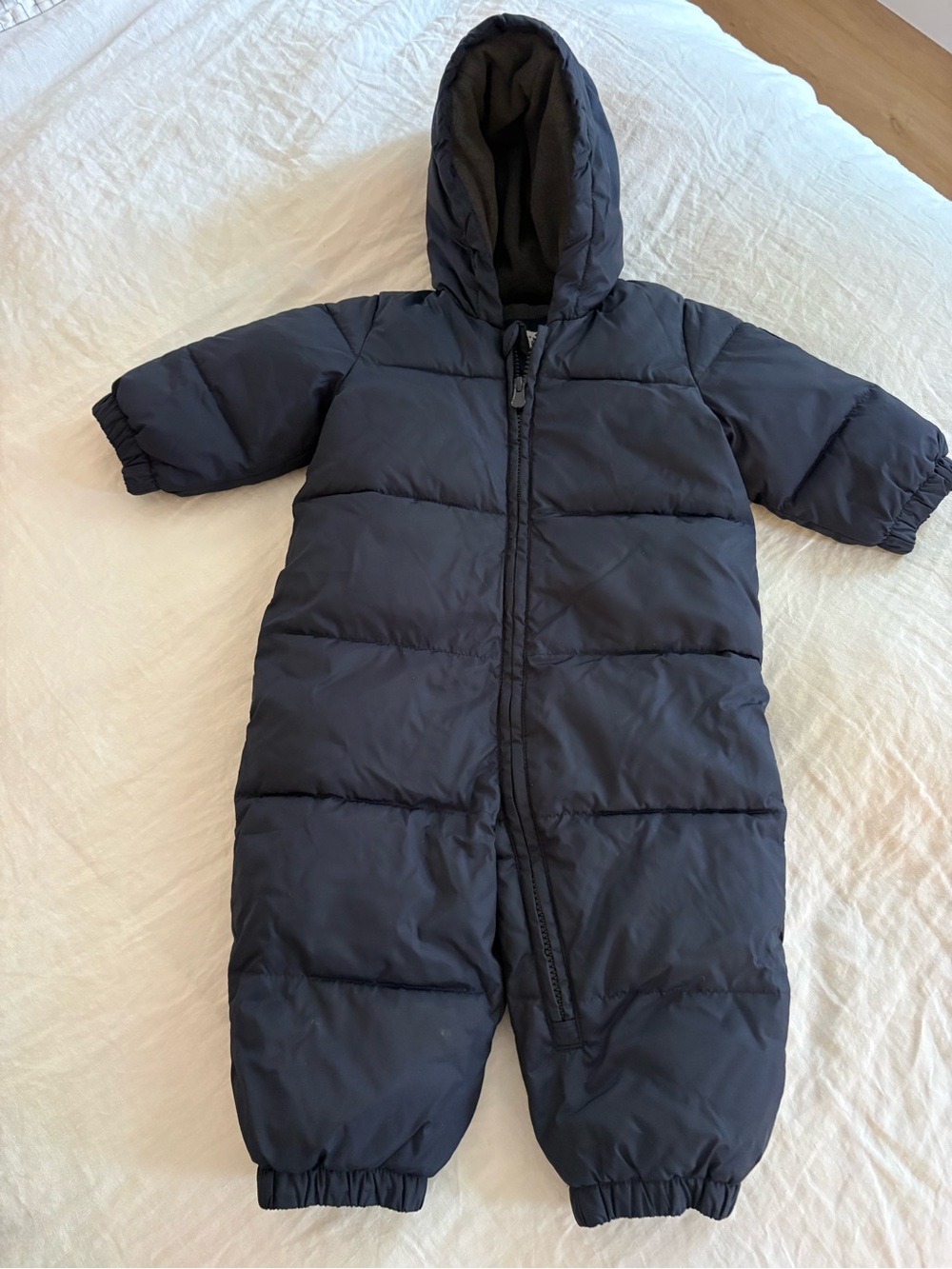 GAP Baby Navy and Gray Hooded Infant Romper